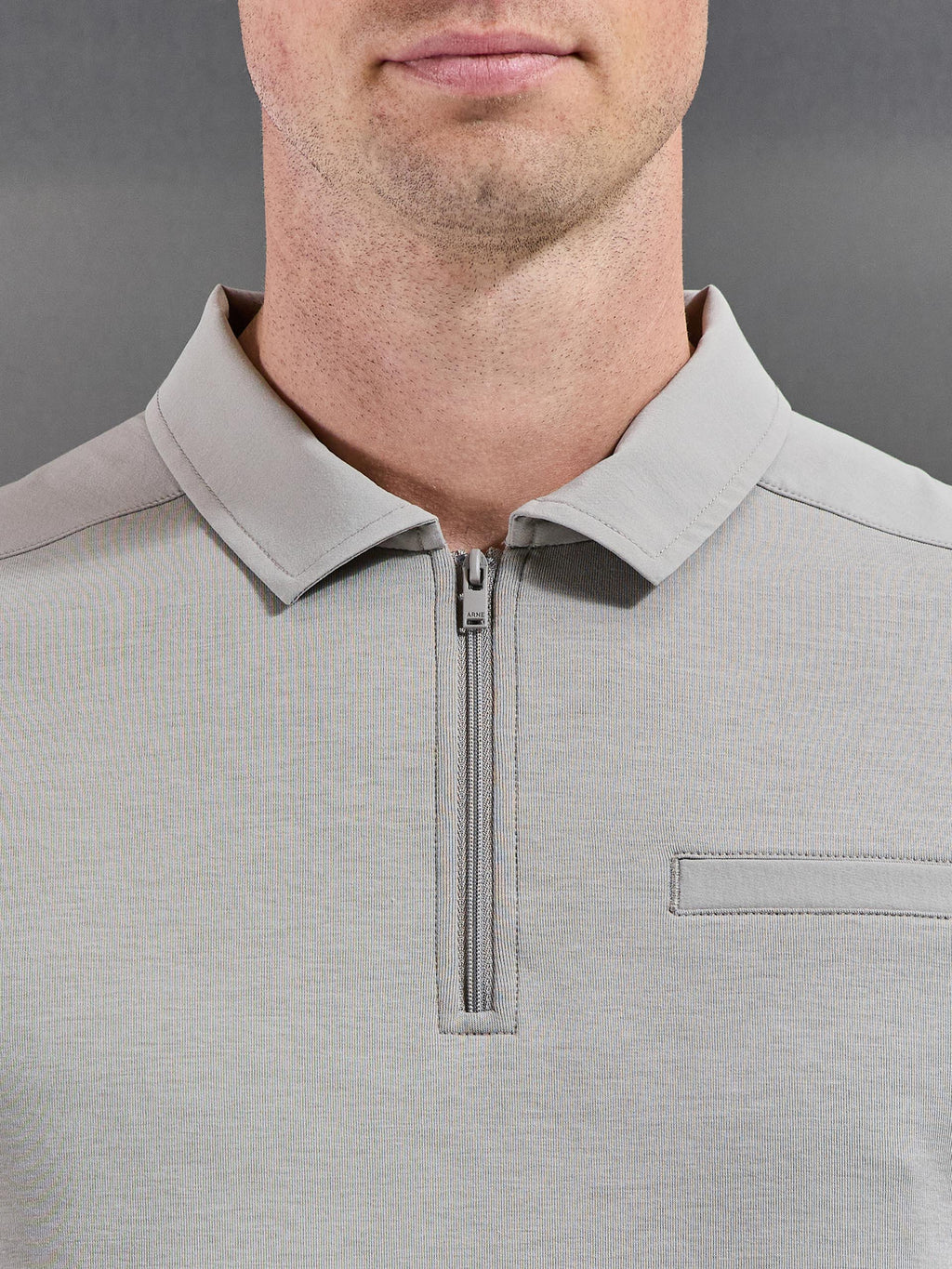 Hybrid Cargo Zip Polo Shirt in Stone