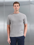 Knitted Zig Zag Crew Neck T-Shirt in Stone