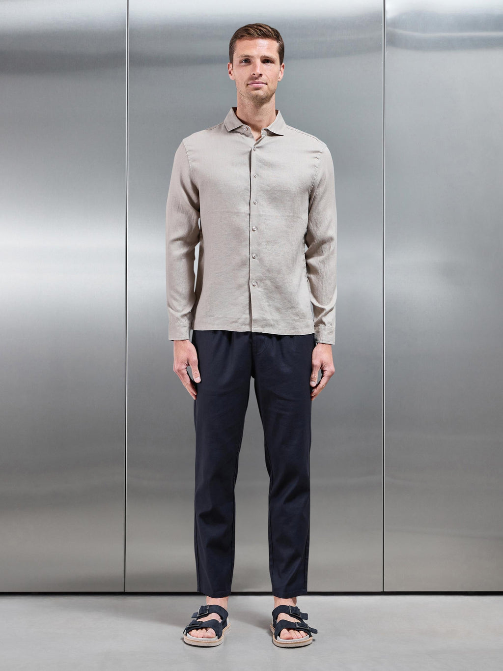 Linen Drawstring Trouser in Navy