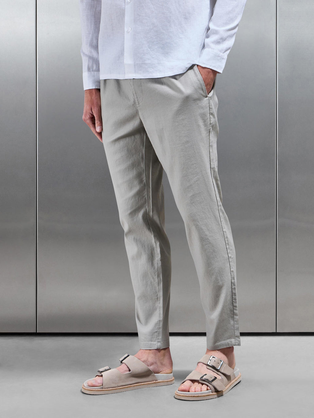 Linen Drawstring Trouser in Stone