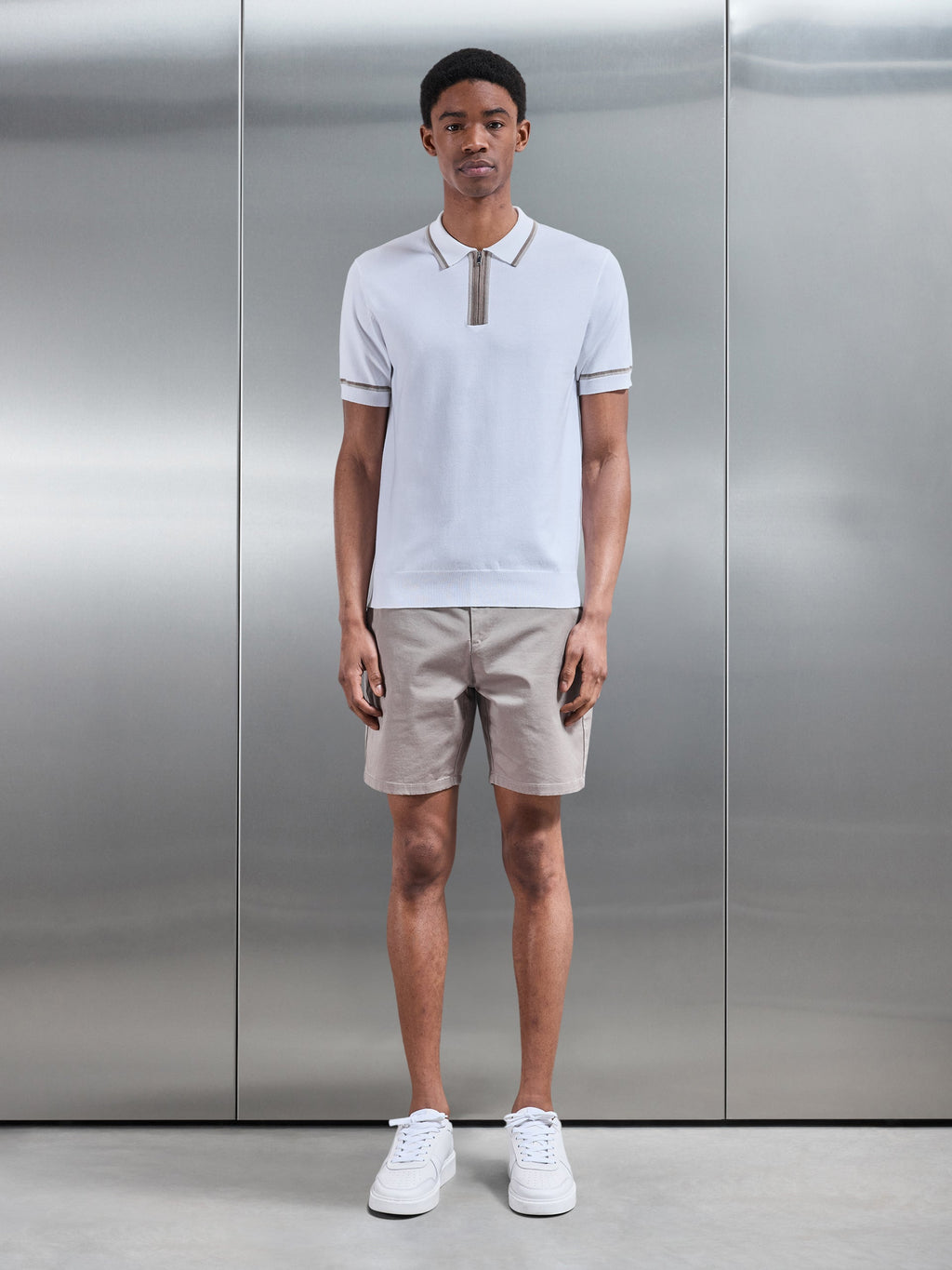 Loro Tipped Polo Shirt in White