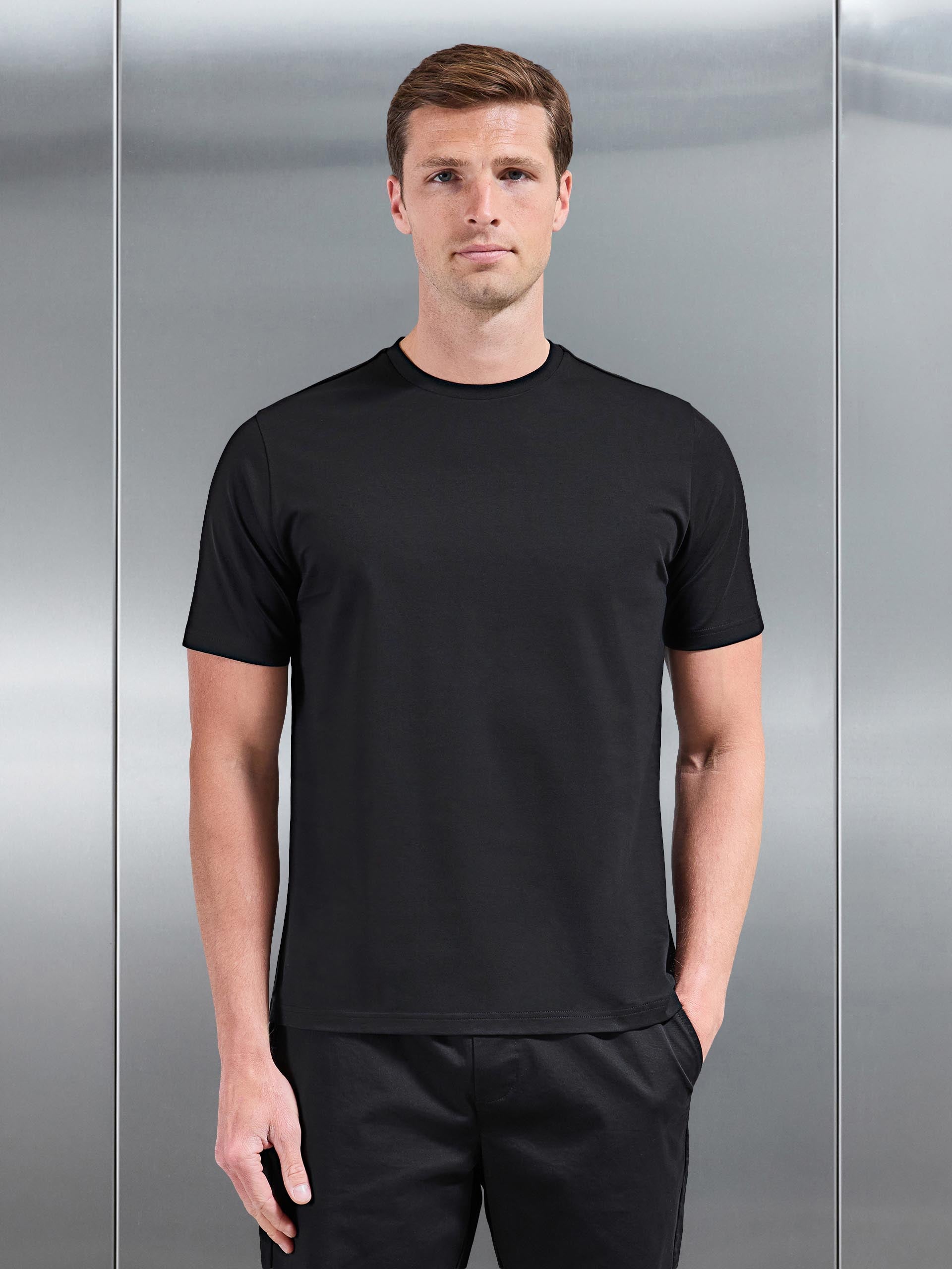 Mercerised Cotton T-Shirt in Black