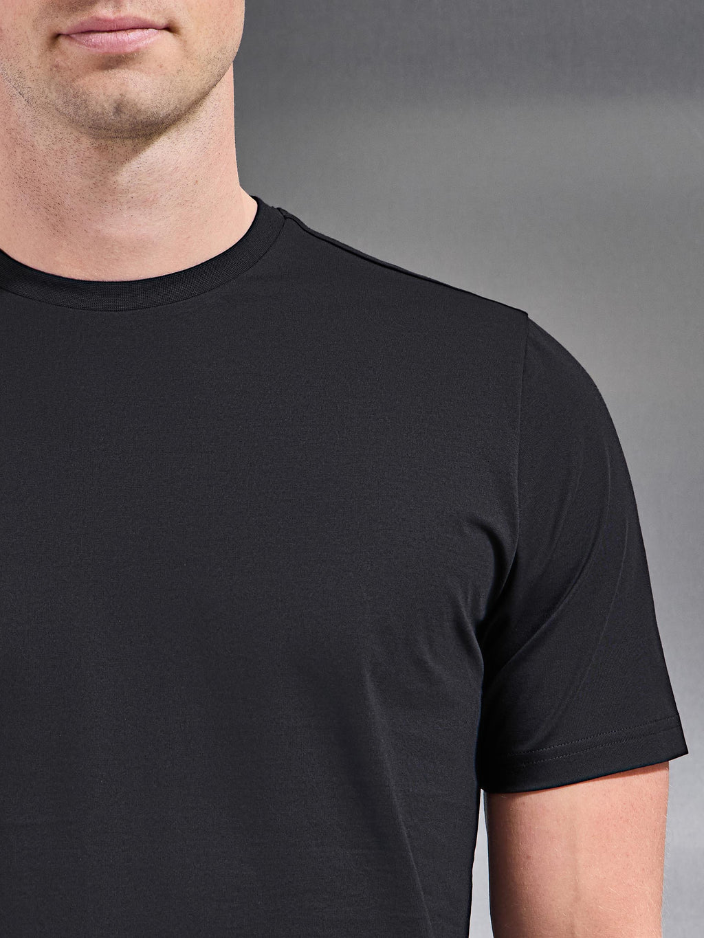 Mercerised Cotton T-Shirt in Black