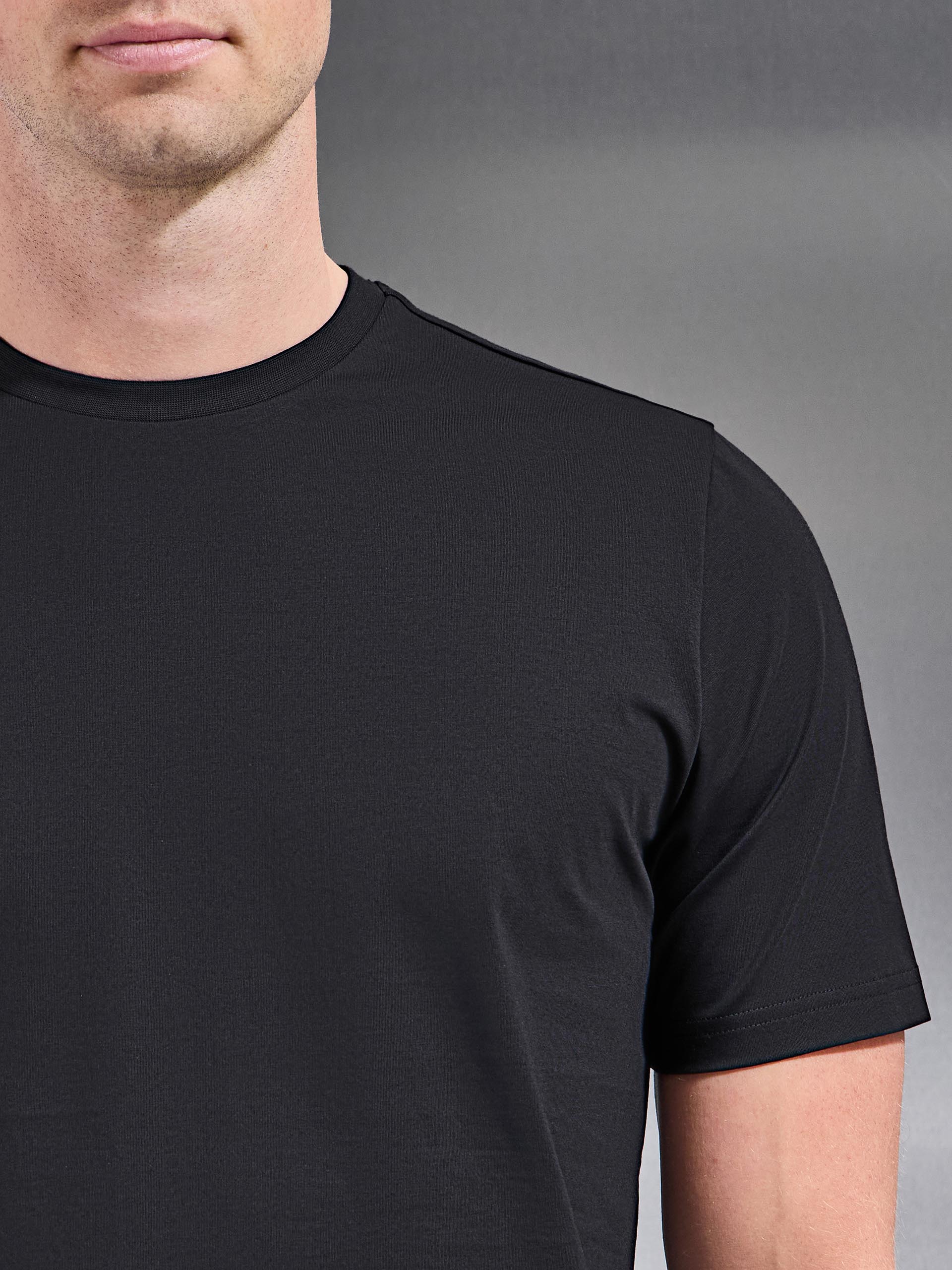 Mercerised Cotton T-Shirt in Black