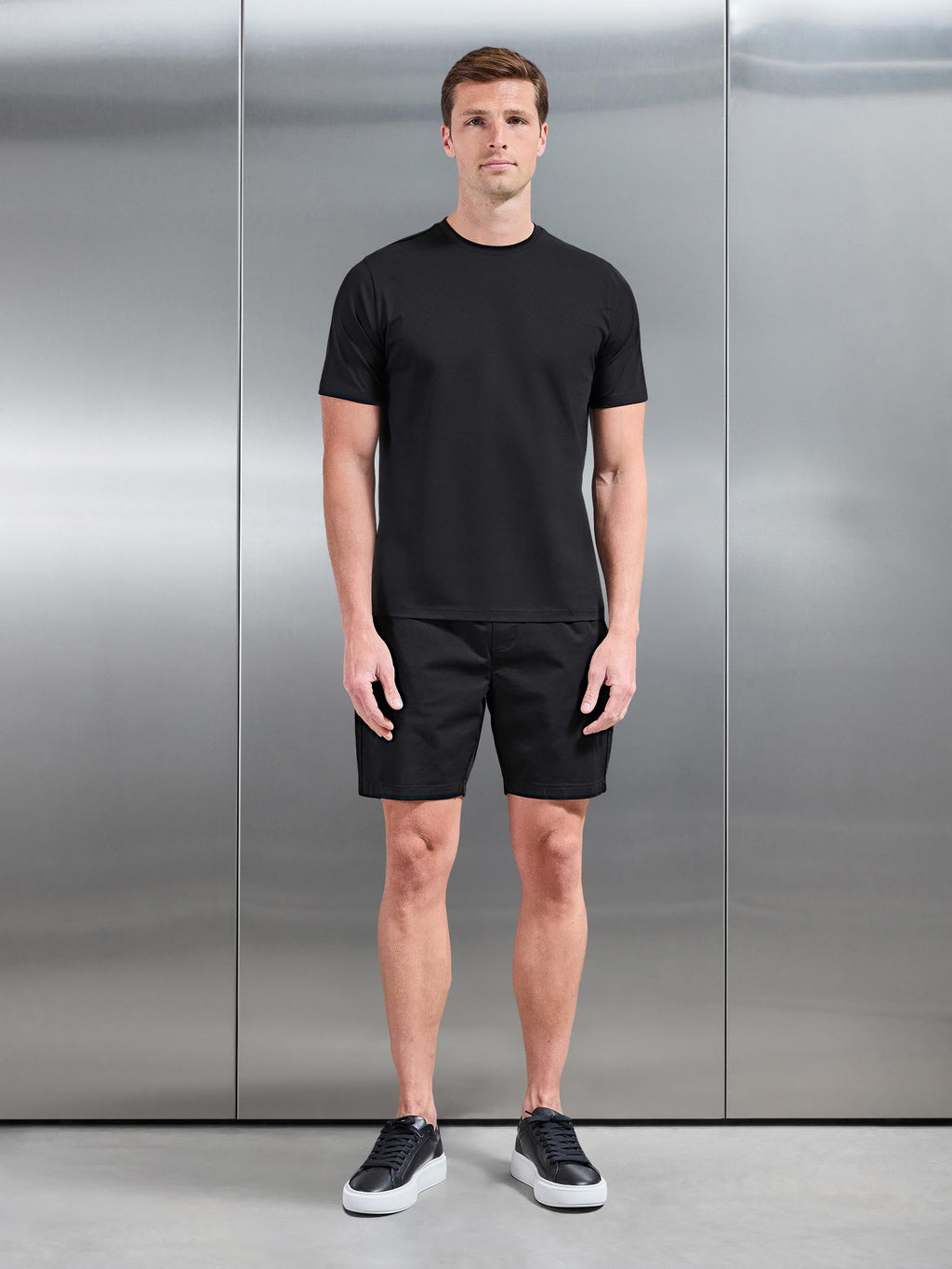 Mercerised Cotton T-Shirt in Black