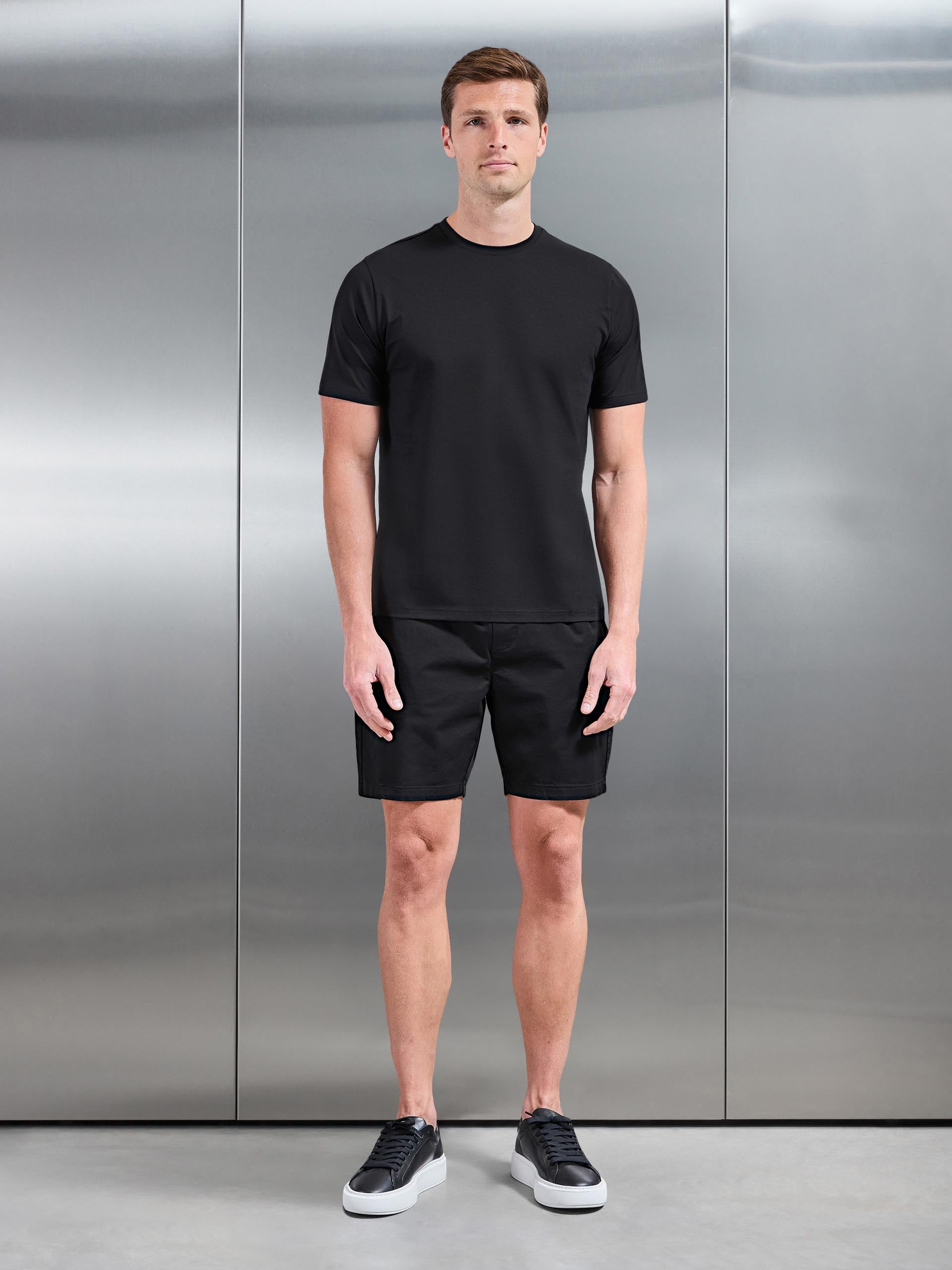 Mercerised Cotton T-Shirt in Black