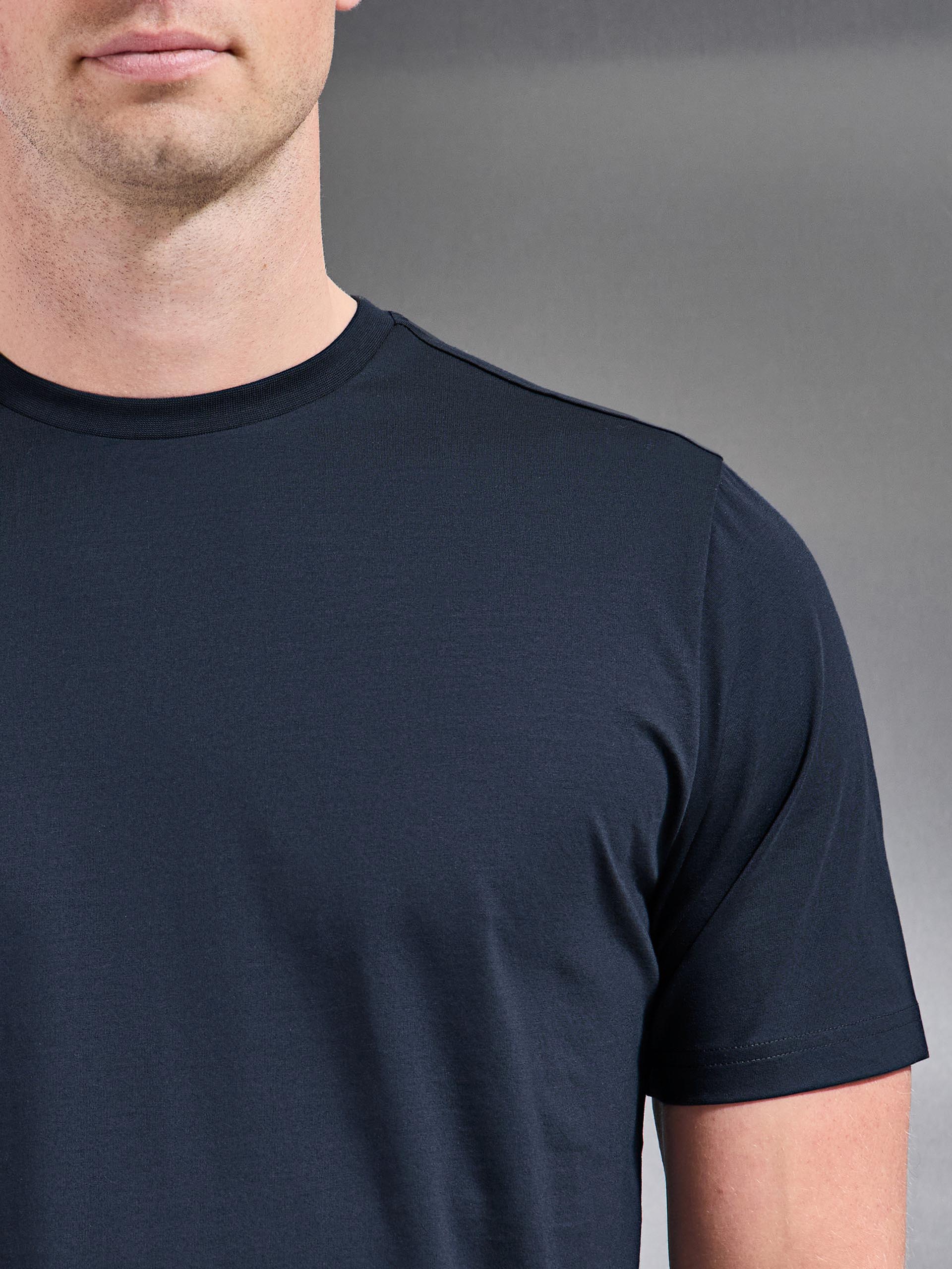 Mercerised Cotton T-Shirt in Navy