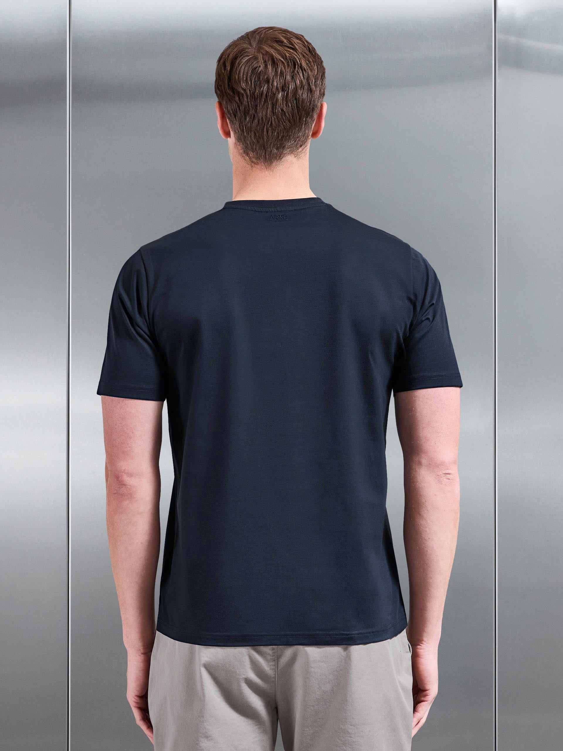 Mercerised Cotton T-Shirt in Navy