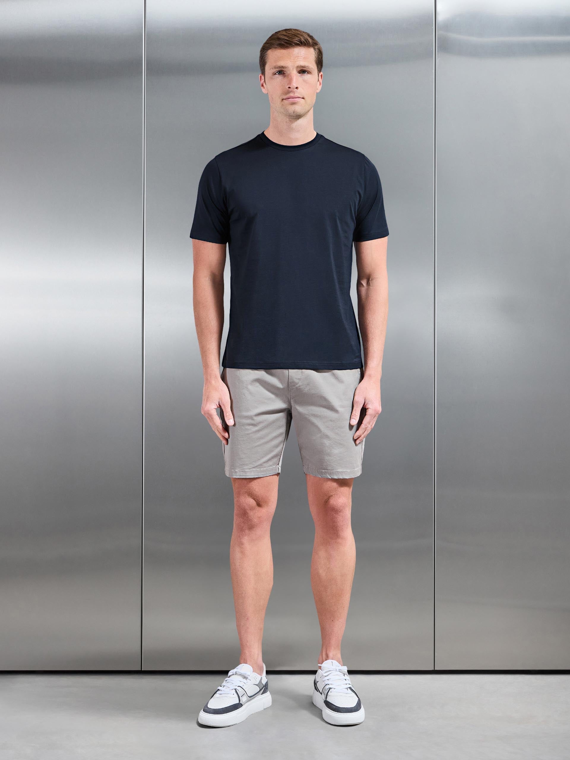 Mercerised Cotton T-Shirt in Navy