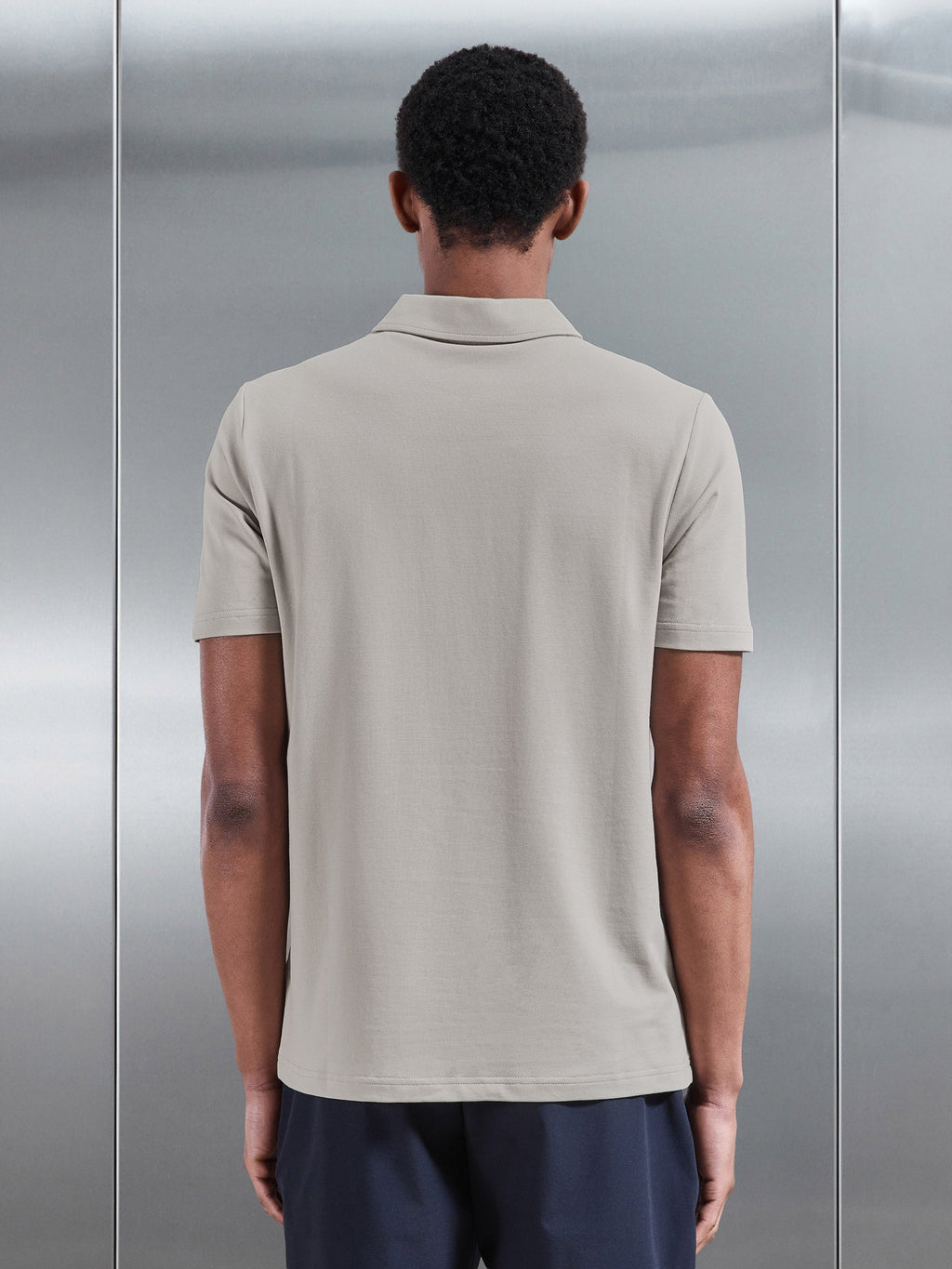 Mercerised Pique Zip Polo Shirt In Stone