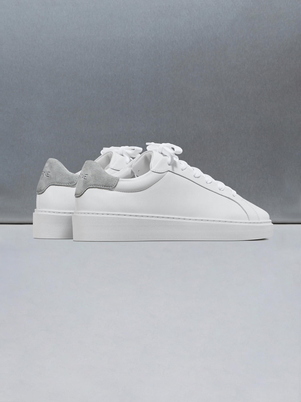 Mid Essential Leather Trainer in White Grey