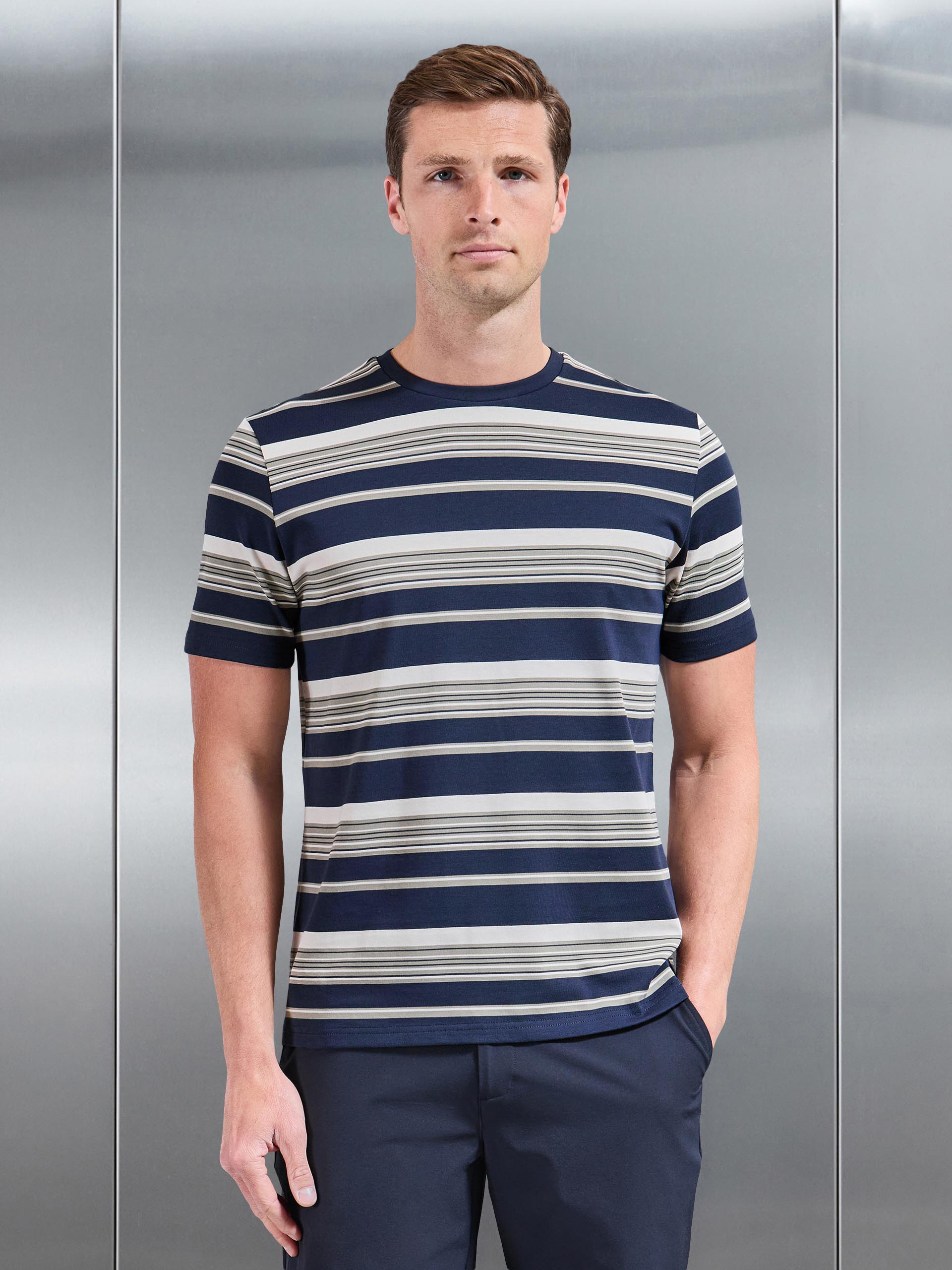 Nova Stripe T-Shirt in Navy Sage