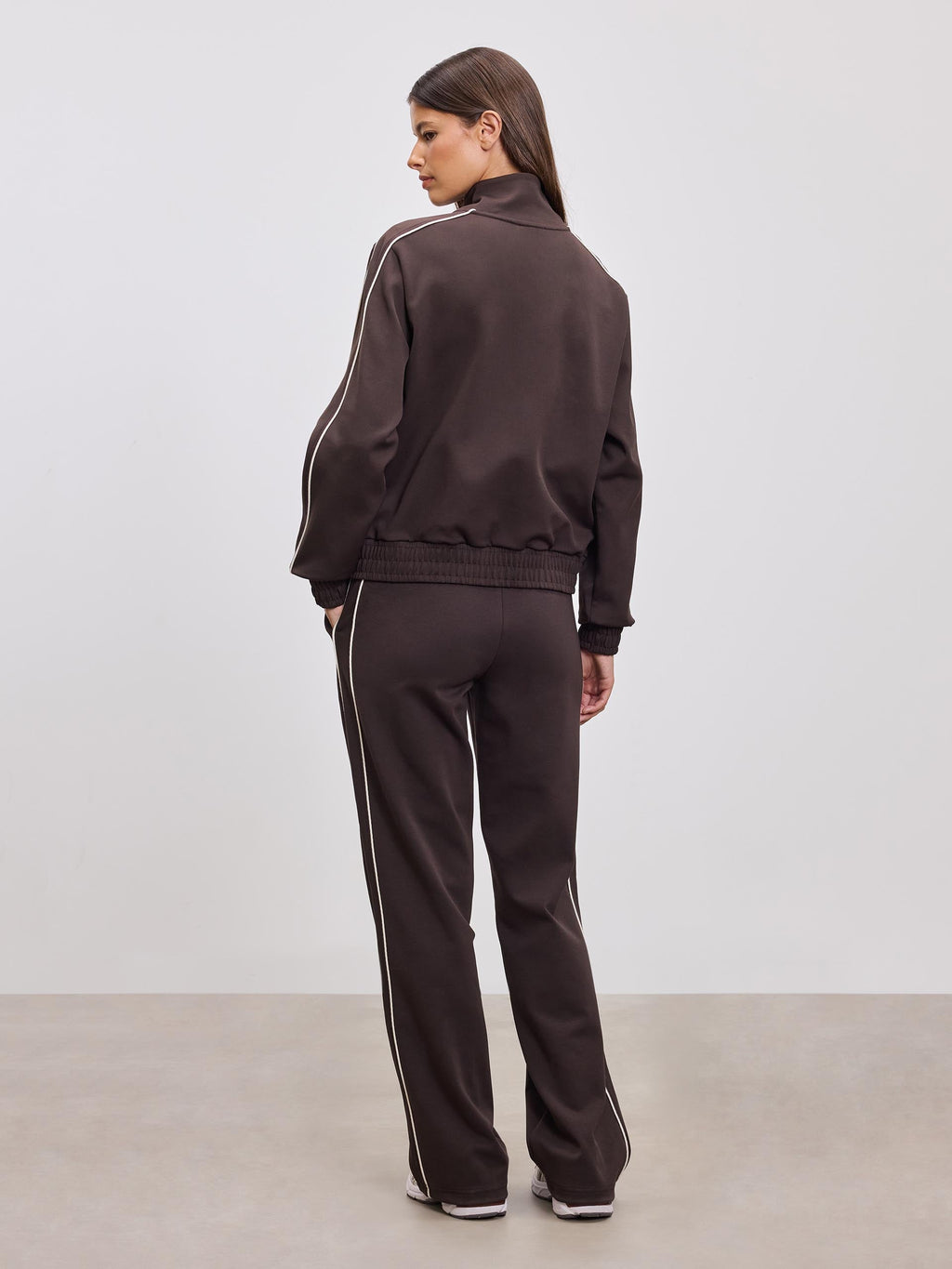 Womens Piping Track Jacket in Brown