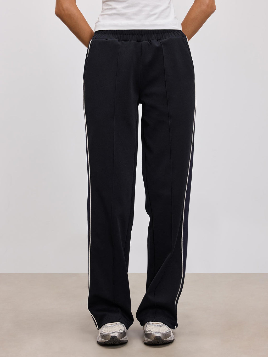 Womens Piping Track Pant in Midnight Navy