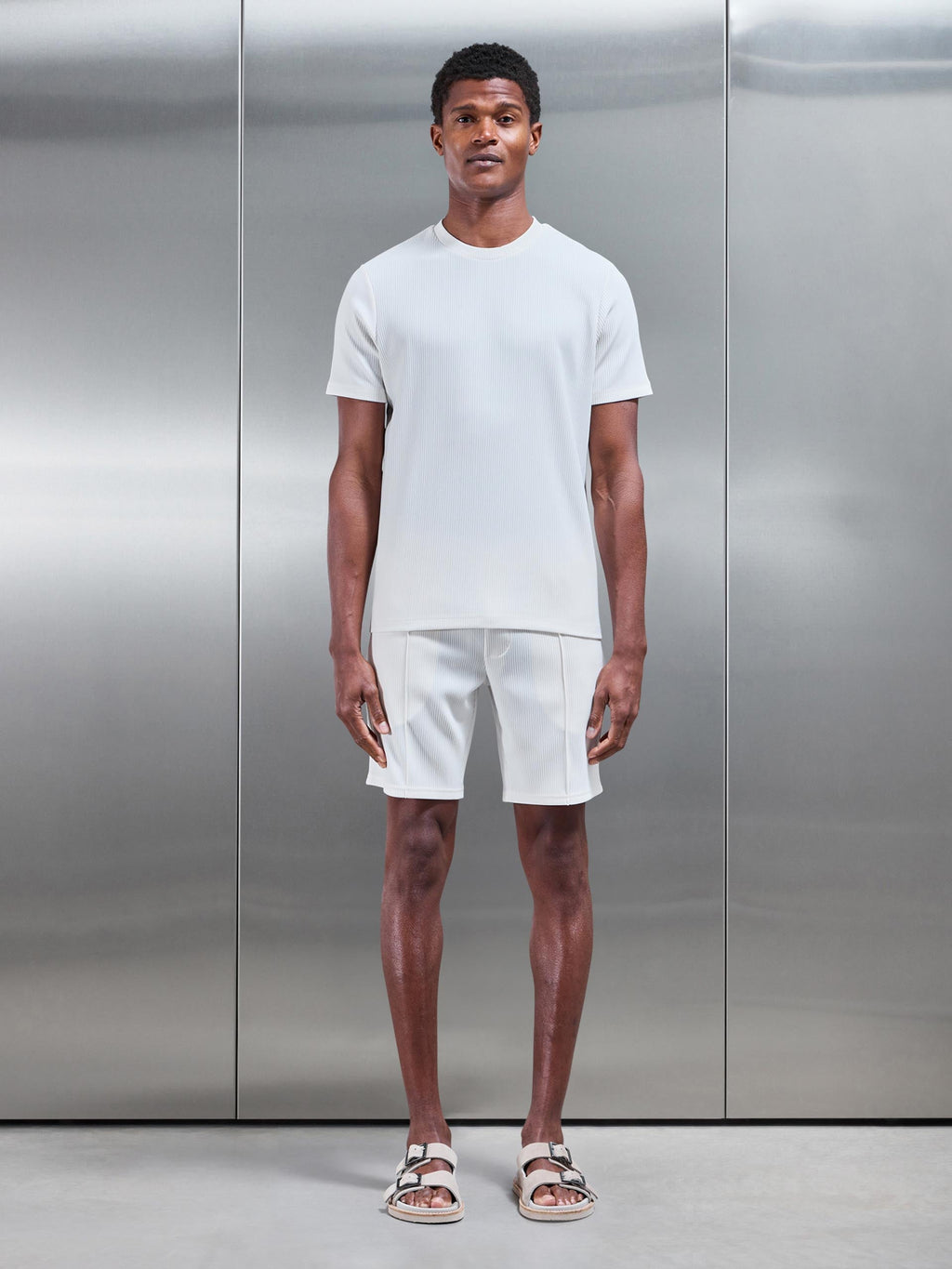 Pleated T-Shirt in Ecru