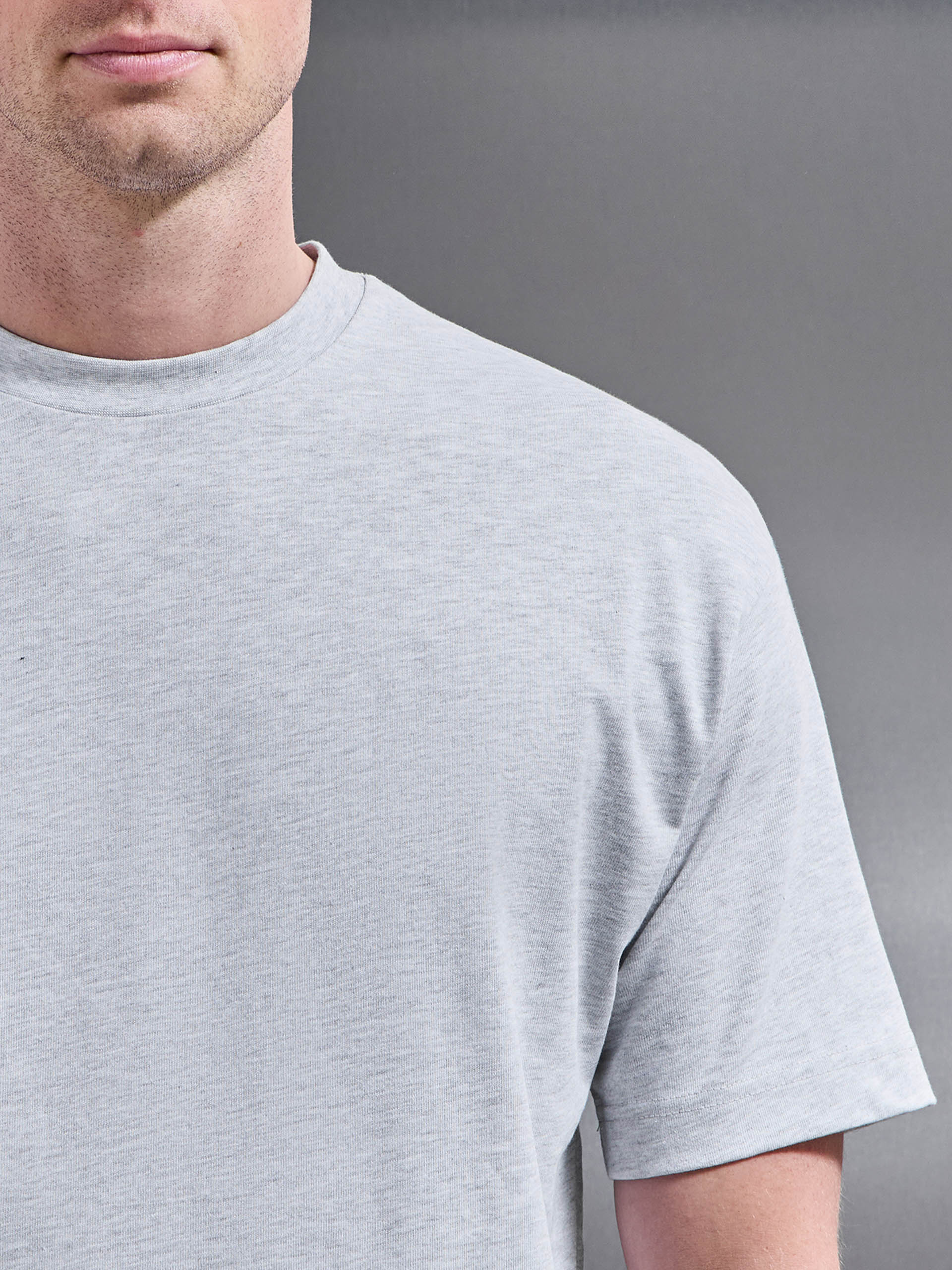 Relaxed Fit Cotton T-Shirt in Grey Marl