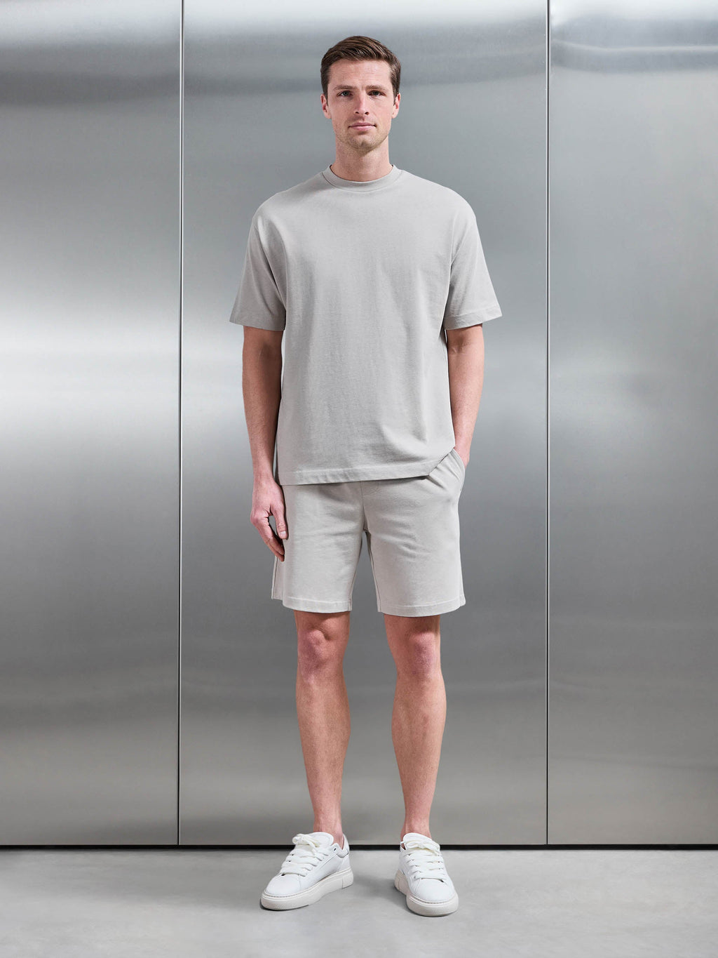 Relaxed Fit Cotton T-Shirt in Stone