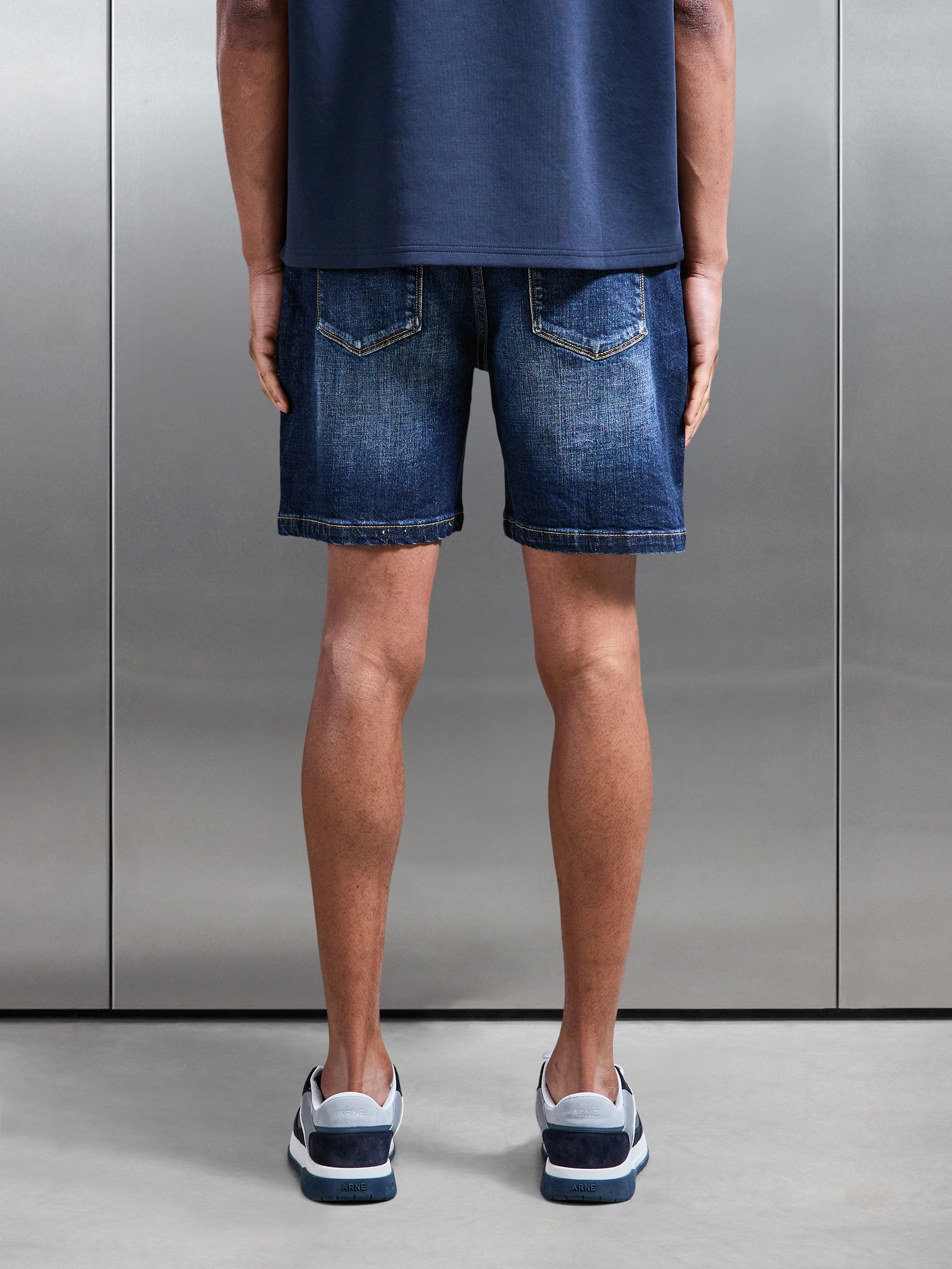 Relaxed Fit Denim Short in Dark Blue