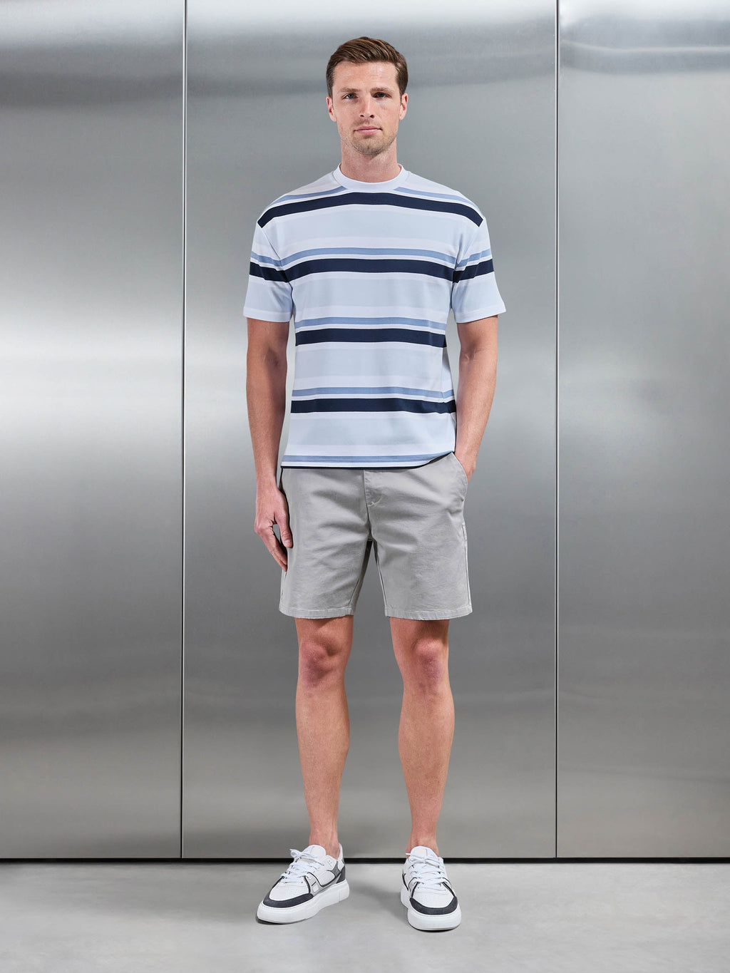 Relaxed Fit Stripe T-Shirt in Blue