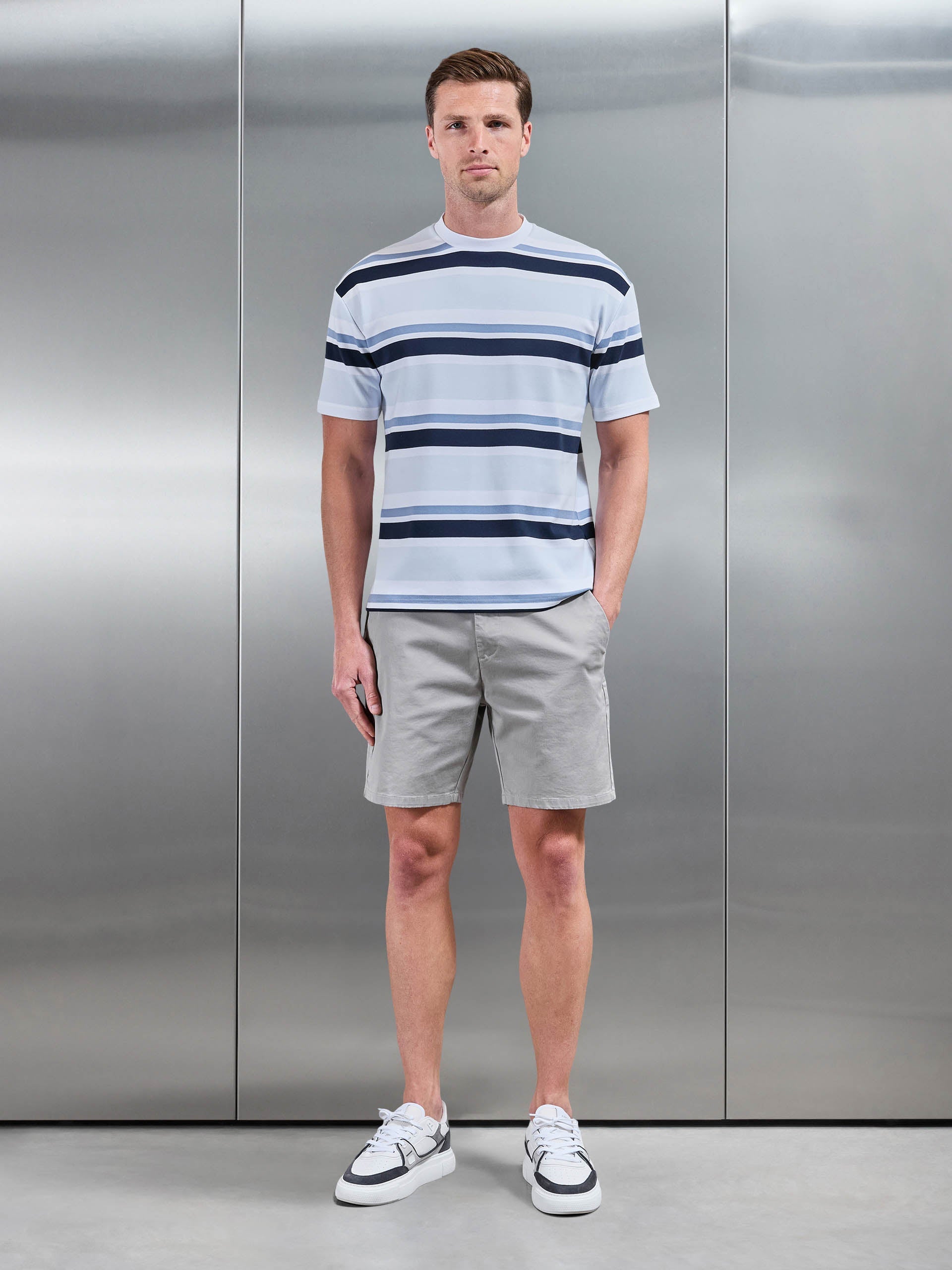 Relaxed Fit Stripe T-Shirt in Blue