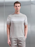 Seria Knitted Crew Neck Colour Block T-Shirt in Stone