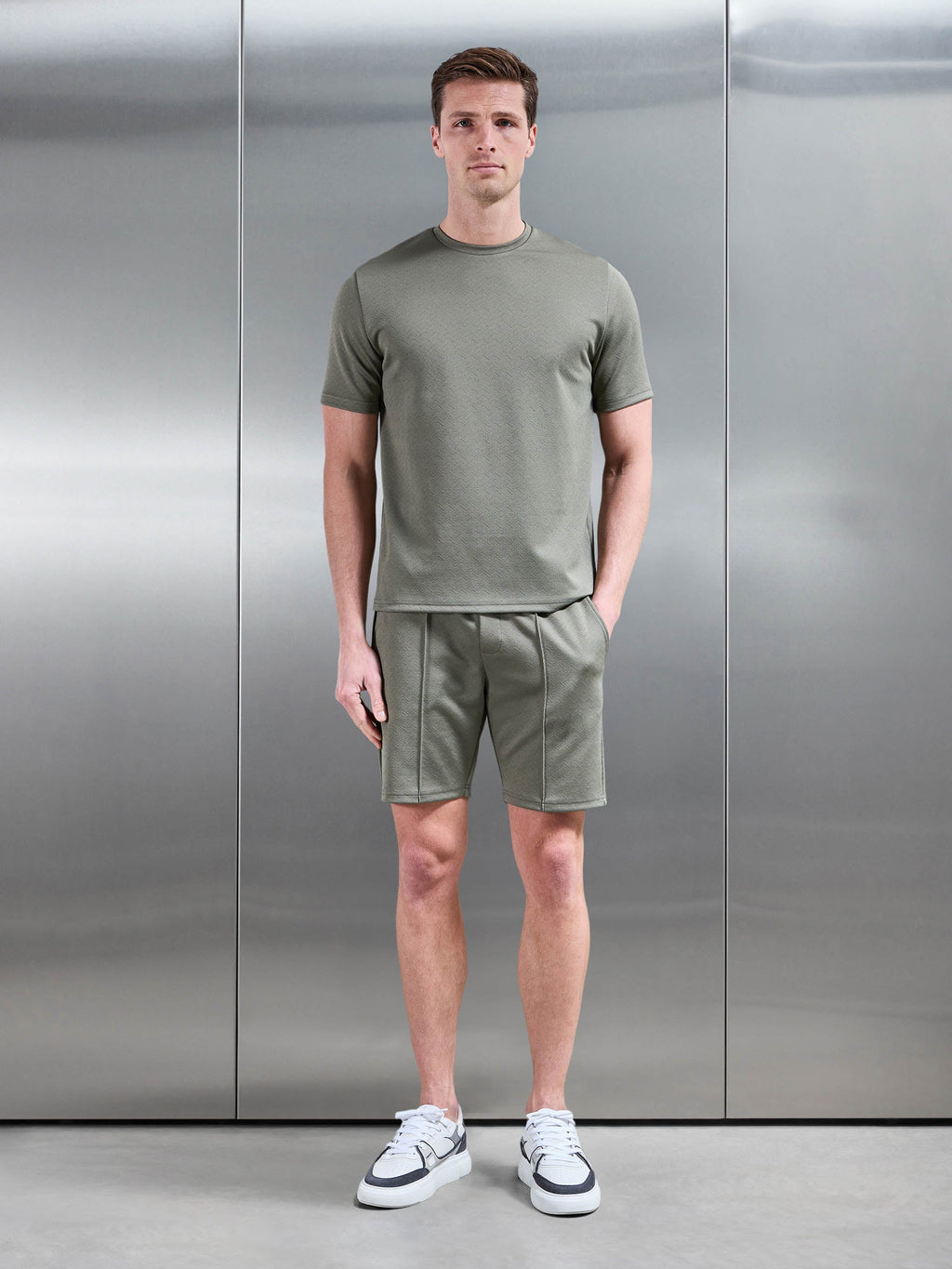 Textured Interlock Short in Sage