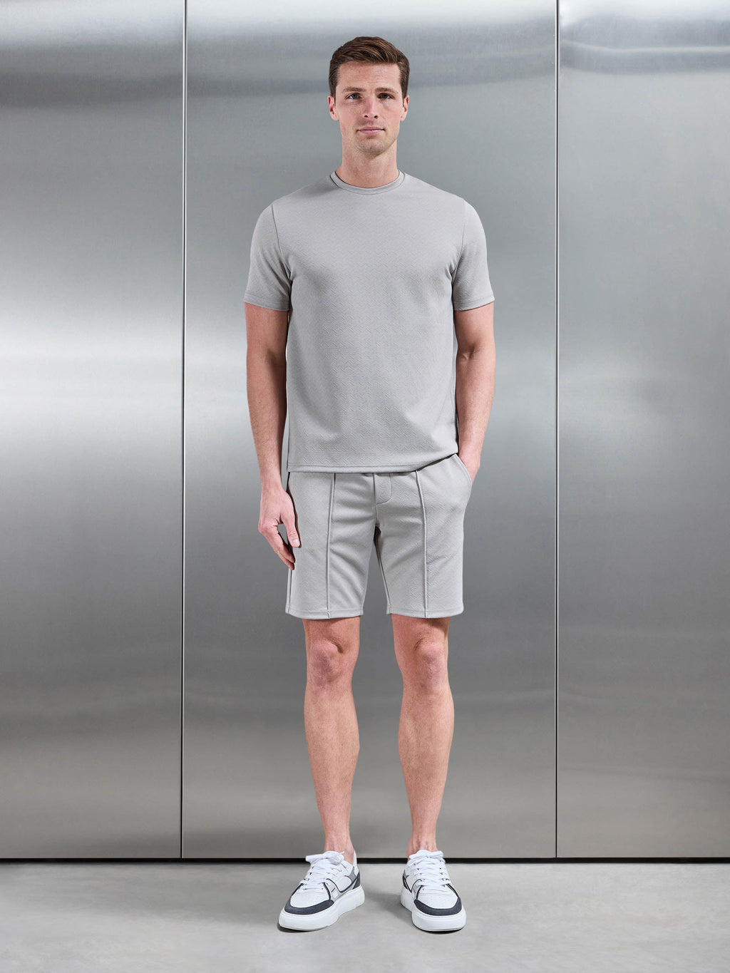 Textured Interlock Short in Stone