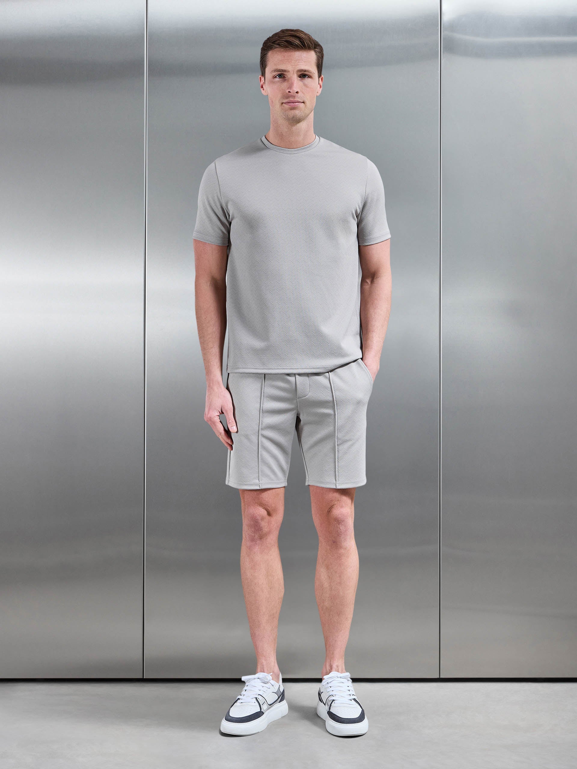 Textured Interlock Short in Stone