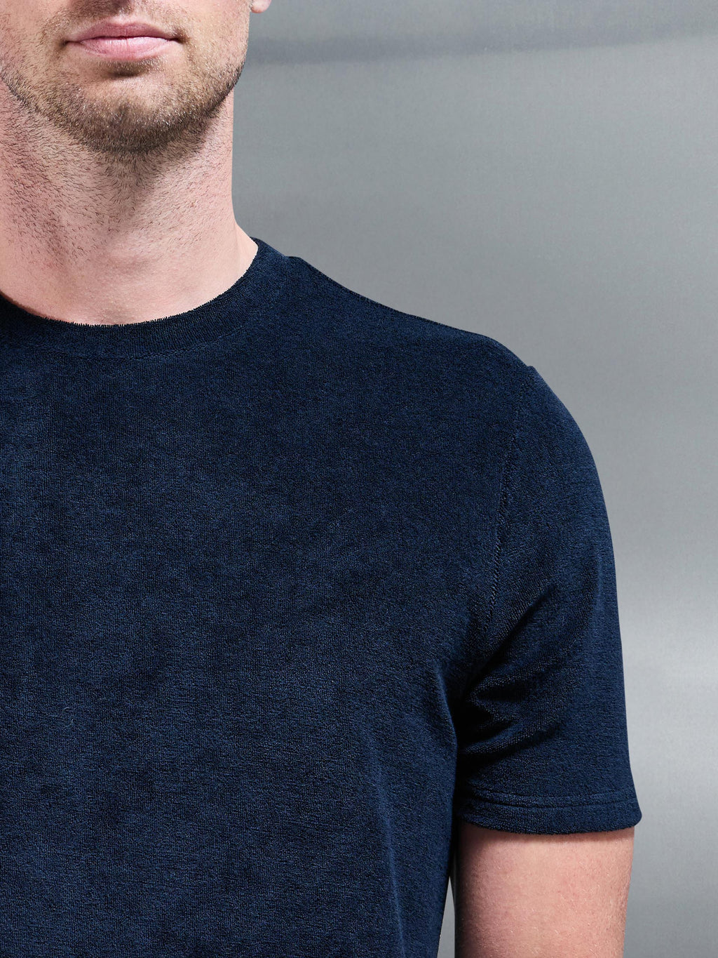 Towelling T-Shirt in Navy