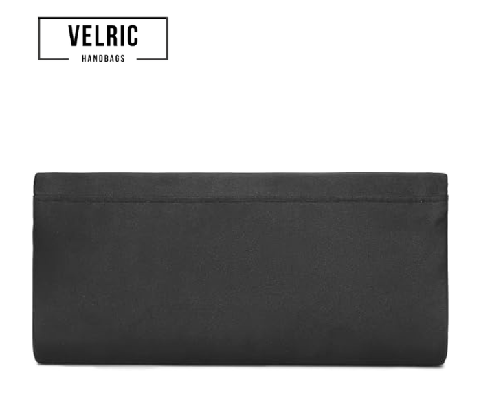 Velric Black Satin Clutch Bag with Bow Detail – Elegant Evening Handbag for Women