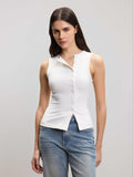 Womens Popper Vest Top in White