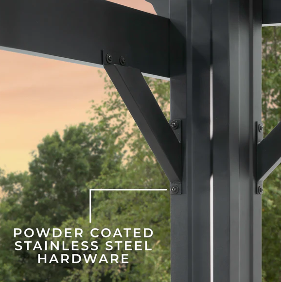 Stratford 14 Ft. X 10 Ft. Black Steel Traditional Pergola with Sail Shade Soft Canopy - Image 5