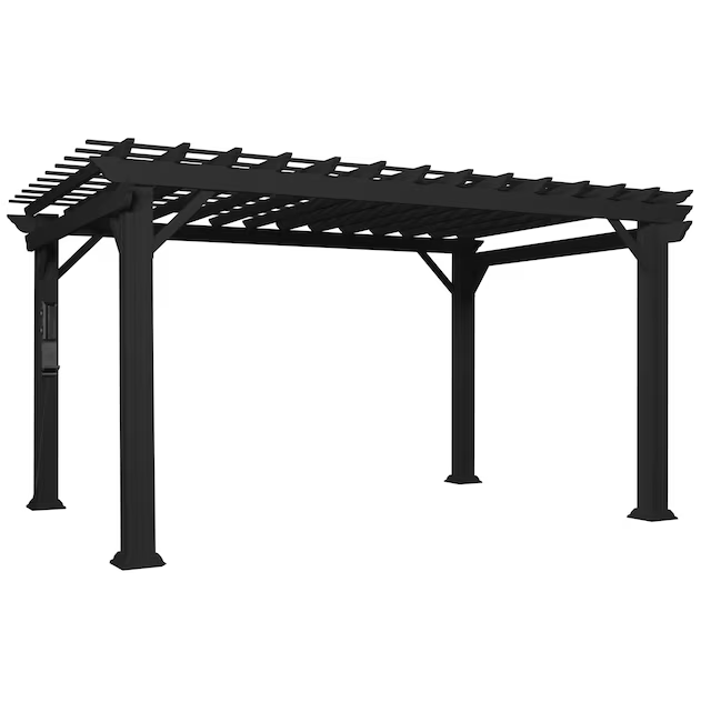 Stratford 12 Ft. X 10 Ft. Black Steel Traditional Pergola with Sail Shade Soft Canopy - Image 4