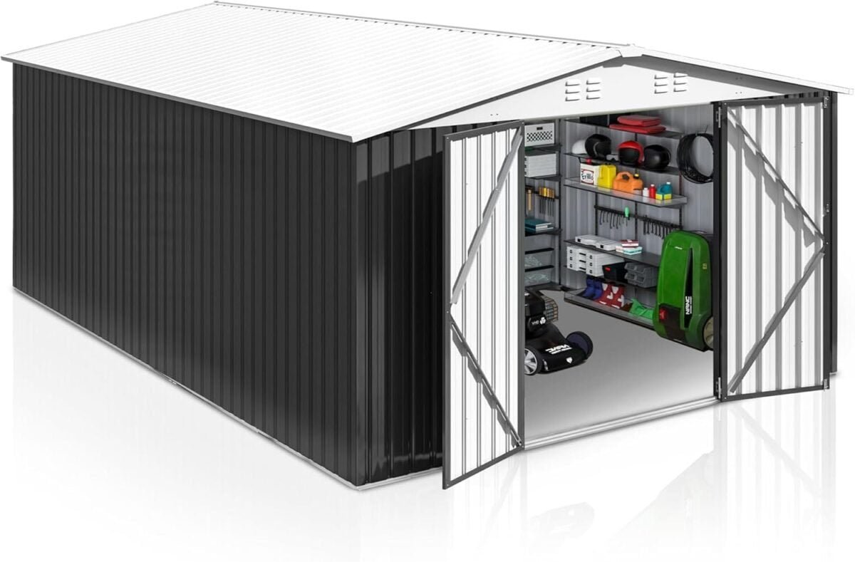 Patiowell 10 ft. W x 12 ft. D Size Upgrade Metal Storage Shed (119 sq. ft.) - Image 4