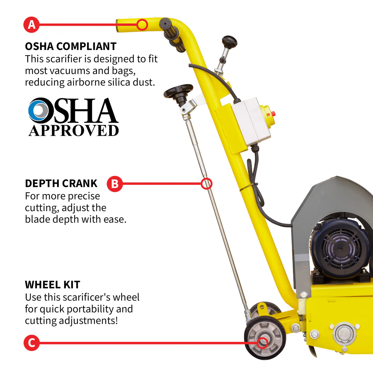 tomahawk power Tomahawk Electric 8 Concrete Scarifier Planer Grinder for Sidewalk Trip Hazard Repair etscar8 + etscar6tcc - Image 4
