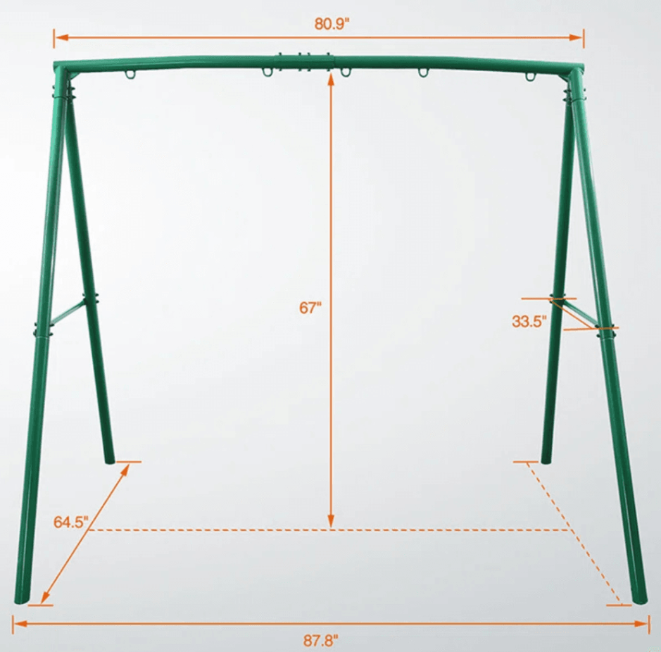 440lbs Extra Large Metal Swing Frame with 5 Hanging Hooks, Heavy Duty A-Frame Swing Stand - Image 6